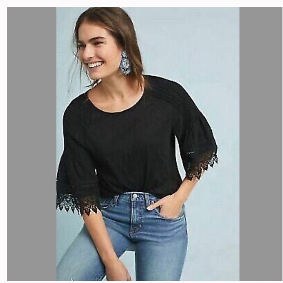 Anthropologie Eri + Ali Tops - Anthropologie Eri + Ali BellSleeve Blouse Black